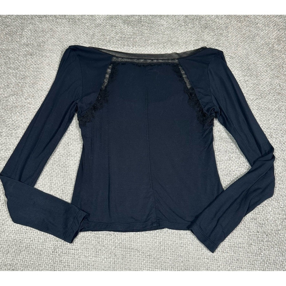 Intimately Free People Top‎ Womens Small Black Blue Modal Lace Whimsigoth Grunge - Picture 4 of 13